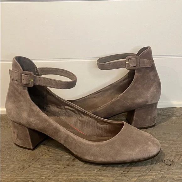 ROCKPORT Taupe suede/nubuck Novalie ankle strap pump. Comfort brand! Size 10 - Picture 1 of 8